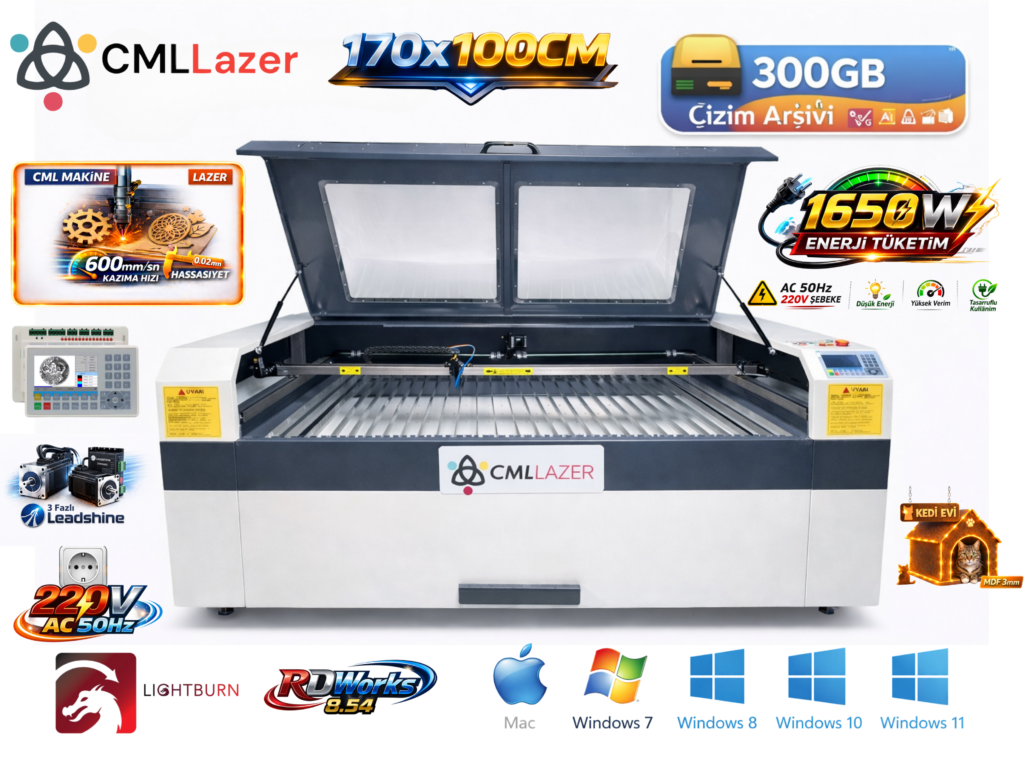 Ankara lazer kesim makinesi 170x100cm CO₂ MDF pleksi kesim